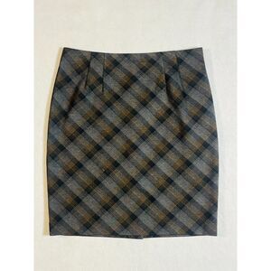 Amanda & Chelsea Pull on Gray Plaid Skirt Work Career Size 12 Schoolgirl Pencil